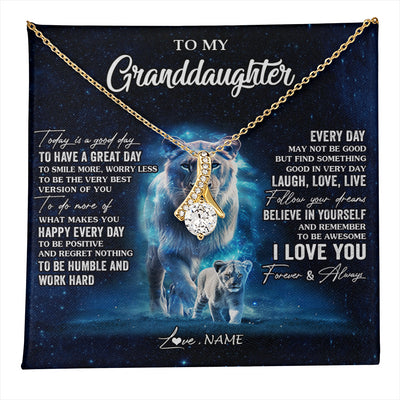 Alluring Beauty Necklace 18K Yellow Gold Finish | 1 | Personalized To My Granddaughter Lion Necklace From Grandma Today Is A Good Day Granddaughter Gifts Birthday Christmas Customized Gift Box Message Card | teecentury