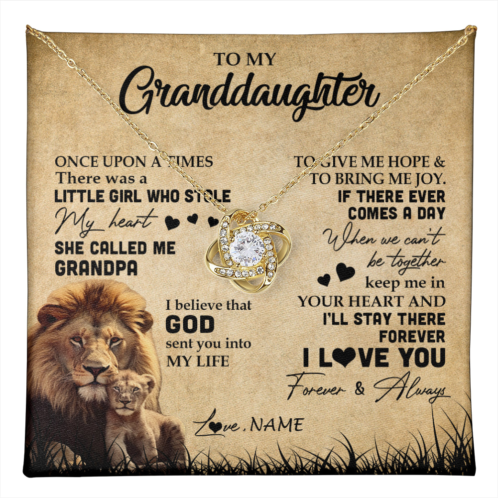 Love Knot Necklace 18K Yellow Gold Finish | 1 | Personalized To My Granddaughter Lion Necklace From Grandpa I'll Stay There Forever Grandchild Birthday Graduation Christmas Customized Gift Box Message Card | teecentury