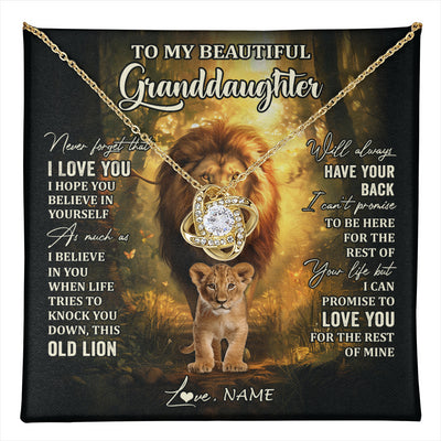 Love Knot Necklace 18K Yellow Gold Finish | 1 | Personalized To My Granddaughter Lion Necklace From Grandpa Never Forget That I Love You Granddaughter Birthday Christmas Customized Gift Box Message Card | teecentury