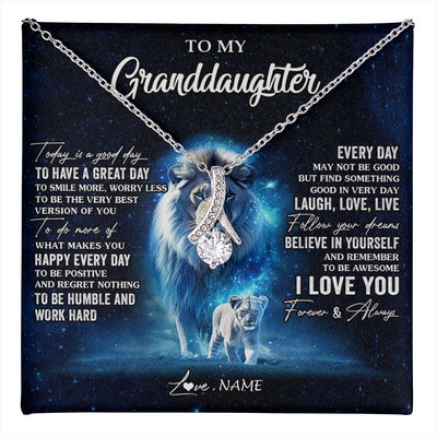Alluring Beauty Necklace 14K White Gold Finish | 1 | Personalized To My Granddaughter Lion Necklace From Grandpa Today Is A Good Day Granddaughter Gifts Birthday Christmas Customized Gift Box Message Card | teecentury
