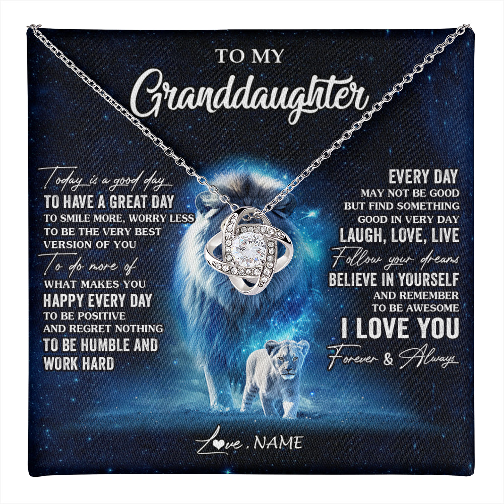 Love Knot Necklace 14K White Gold Finish | 1 | Personalized To My Granddaughter Lion Necklace From Grandpa Today Is A Good Day Granddaughter Gifts Birthday Christmas Customized Gift Box Message Card | teecentury