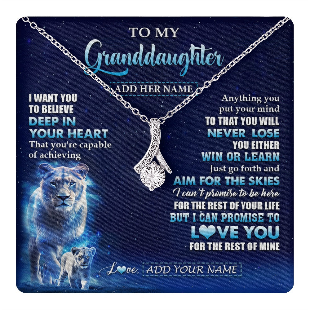 Alluring Beauty Necklace 14K White Gold Finish | 1 | Personalized To My Granddaughter Necklace From Grandma Believe Your Heart Granddaughter Gift Birthday Graduation Christmas Customized Gift Box Message Card | teecentury.myshopify