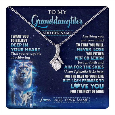 Alluring Beauty Necklace 14K White Gold Finish | 1 | Personalized To My Granddaughter Necklace From Grandma Believe Your Heart Granddaughter Gift Birthday Graduation Christmas Customized Gift Box Message Card | teecentury.myshopify