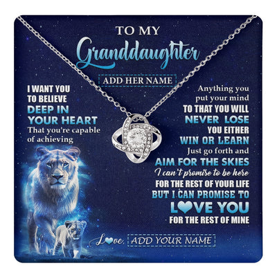 Love Knot Necklace 14K White Gold Finish | 1 | Personalized To My Granddaughter Necklace From Grandma Believe Your Heart Granddaughter Gift Birthday Graduation Christmas Customized Gift Box Message Card | teecentury.myshopify
