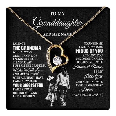 Forever Love Necklace 18K Yellow Gold Finish | 1 | Personalized To My Granddaughter Necklace From Grandma Biggest Fan Birthday Gifts For Granddaughter From Grandparents Christmas Custom Gift Box Message Card | teecentury.myshopify