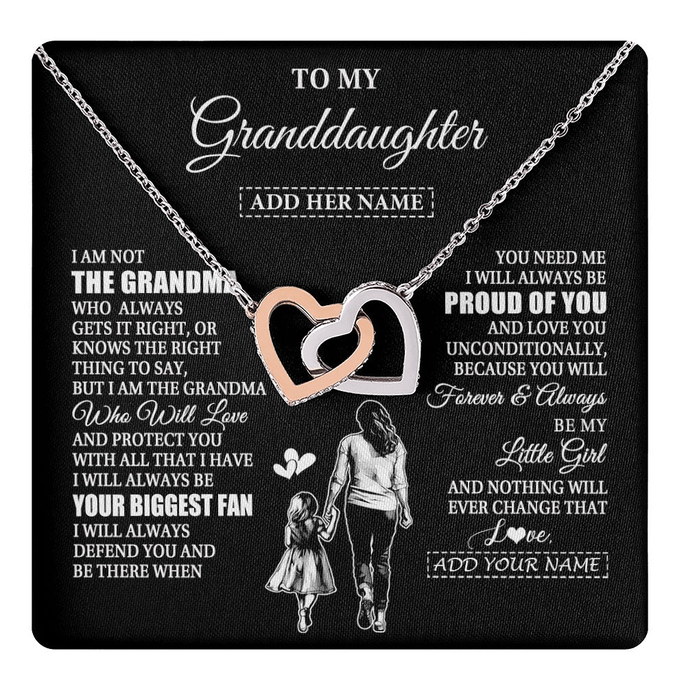Interlocking Hearts Necklace Stainless Steel & Rose Gold Finish | 1 | Personalized To My Granddaughter Necklace From Grandma Biggest Fan Birthday Gifts For Granddaughter From Grandparents Christmas Custom Gift Box Message Card | teecentury.myshopify