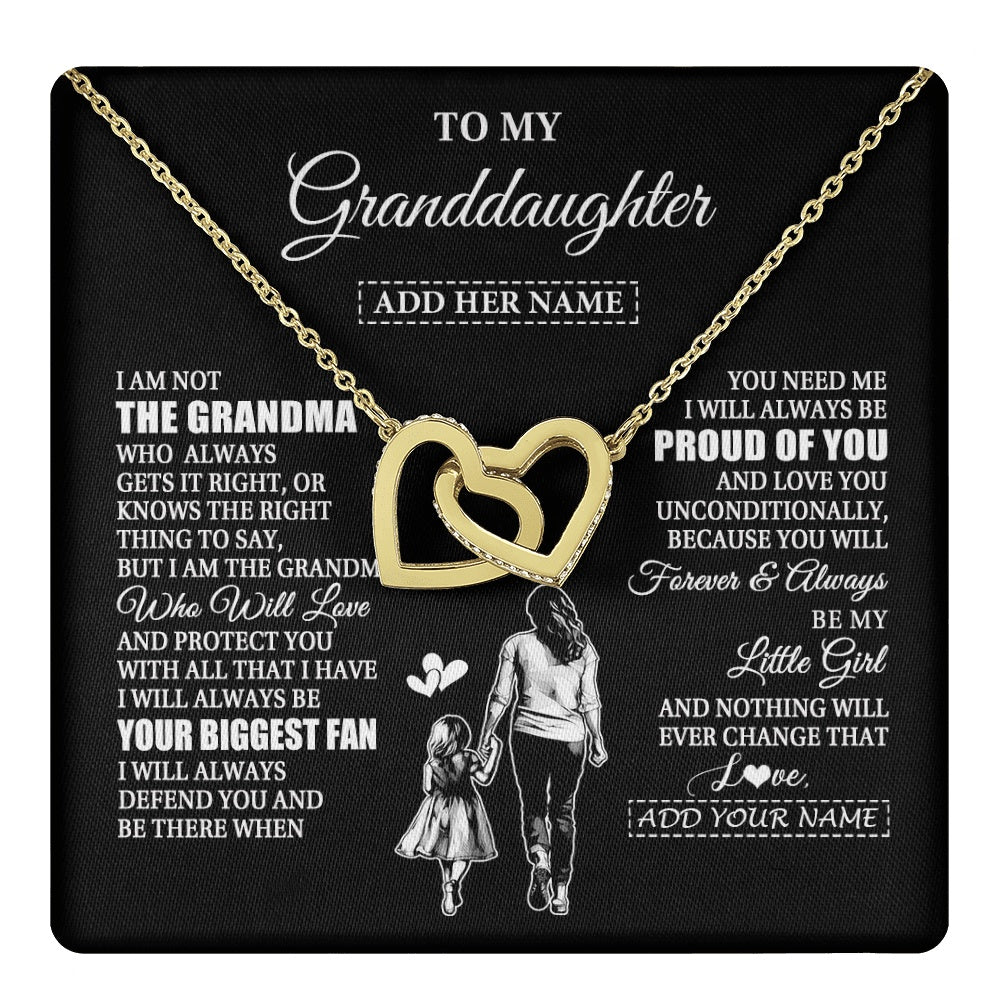 Interlocking Hearts Necklace 18K Yellow Gold Finish | 1 | Personalized To My Granddaughter Necklace From Grandma Biggest Fan Birthday Gifts For Granddaughter From Grandparents Christmas Custom Gift Box Message Card | teecentury.myshopify