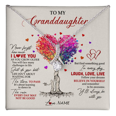 Alluring Beauty Necklace 14K White Gold Finish | 1 | Personalized To My Granddaughter Necklace From Grandma Colorful Tree Never Forget I Love You Granddaughter Birthday Christmas Customized Gift Box Message Card | teecentury