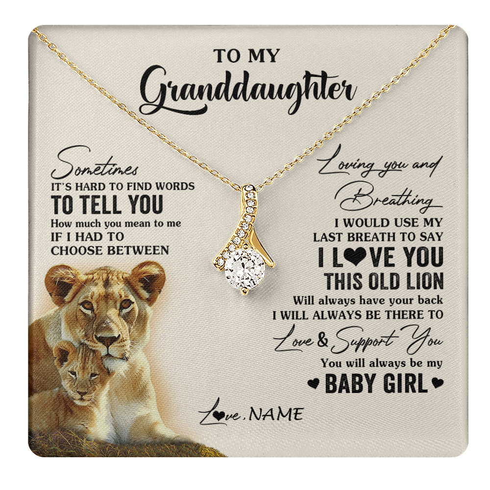 Alluring Beauty Necklace 18K Yellow Gold Finish | 1 | Personalized To My Granddaughter Necklace From Grandma Gigi I Love You This Old Lion Granddaughter Birthday Christmas Customized Gift Box Message Card | teecentury