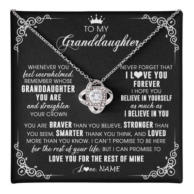 Love Knot Necklace 14K White Gold Finish | 1 | Personalized To My Granddaughter Necklace From Grandma Gigi Inspirational Strength Granddaughter Birthday Jewelry Christmas Customized Gift Box Message Card | teecentury