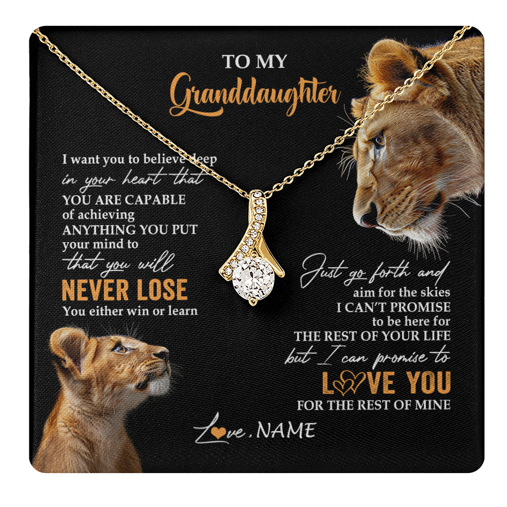 Alluring Beauty Necklace 18K Yellow Gold Finish | 1 | Personalized To My Granddaughter Necklace From Grandma Gigi You Will Never Lose Lion Granddaughter Birthday Gifts Christmas Customized Gift Box Message Card | teecentury