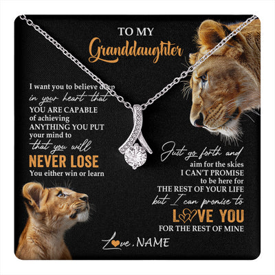 Alluring Beauty Necklace 14K White Gold Finish | 1 | Personalized To My Granddaughter Necklace From Grandma Gigi You Will Never Lose Lion Granddaughter Birthday Gifts Christmas Customized Gift Box Message Card | teecentury