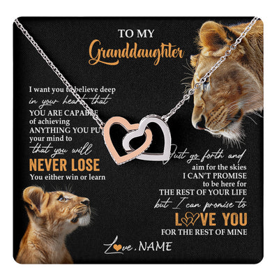 Interlocking Hearts Necklace Stainless Steel & Rose Gold Finish | 1 | Personalized To My Granddaughter Necklace From Grandma Gigi You Will Never Lose Lion Granddaughter Birthday Gifts Christmas Customized Gift Box Message Card | teecentury