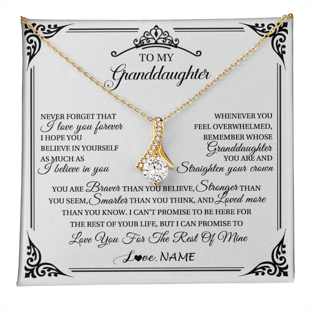 Alluring Beauty Necklace 18K Yellow Gold Finish | 1 | Personalized To My Granddaughter Necklace From Grandma Grandpa I Love You Forever Granddaughter Birthday Graduation Christmas Customized Gift Box Message Card | teecentury