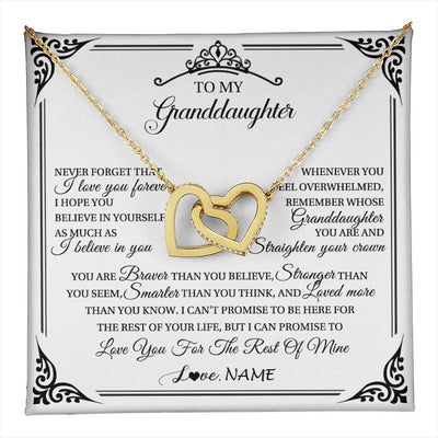 Interlocking Hearts Necklace 18K Yellow Gold Finish | 1 | Personalized To My Granddaughter Necklace From Grandma Grandpa I Love You Forever Granddaughter Birthday Graduation Christmas Customized Gift Box Message Card | teecentury