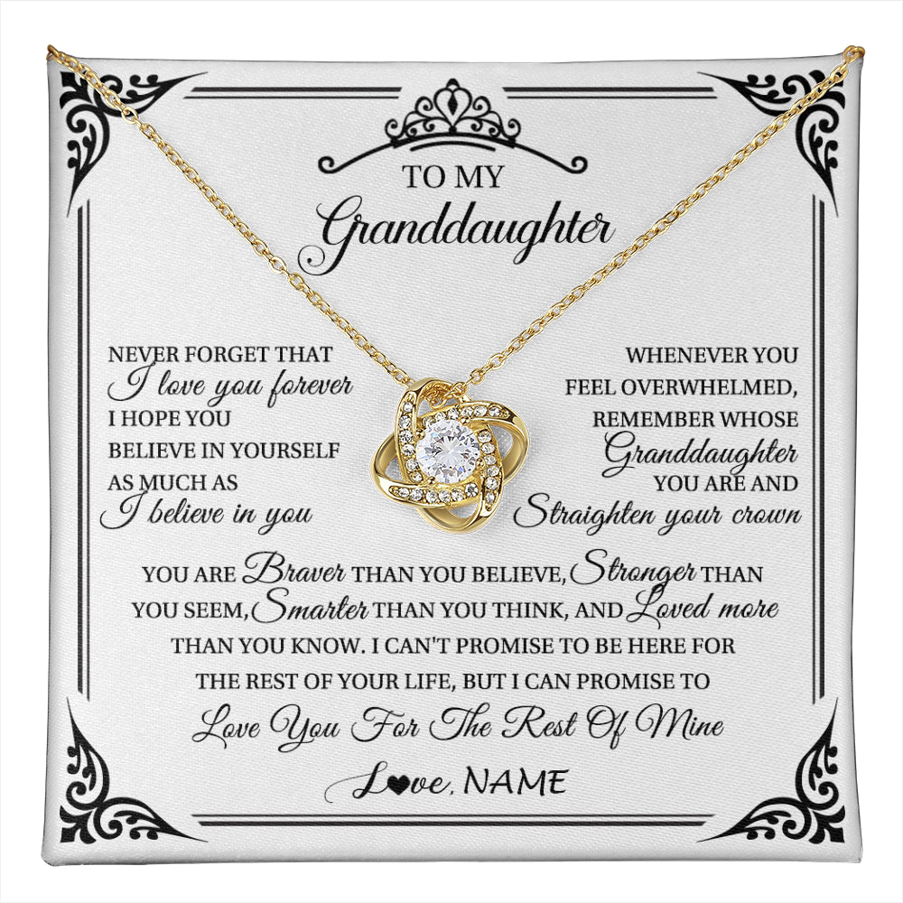 Love Knot Necklace 18K Yellow Gold Finish | 1 | Personalized To My Granddaughter Necklace From Grandma Grandpa I Love You Forever Granddaughter Birthday Graduation Christmas Customized Gift Box Message Card | teecentury