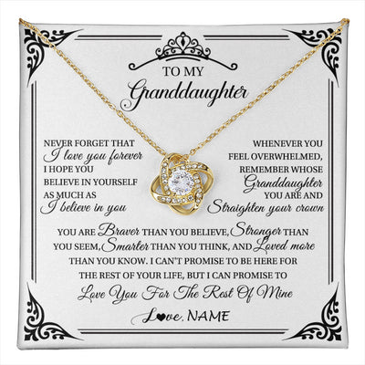Love Knot Necklace 18K Yellow Gold Finish | 1 | Personalized To My Granddaughter Necklace From Grandma Grandpa I Love You Forever Granddaughter Birthday Graduation Christmas Customized Gift Box Message Card | teecentury