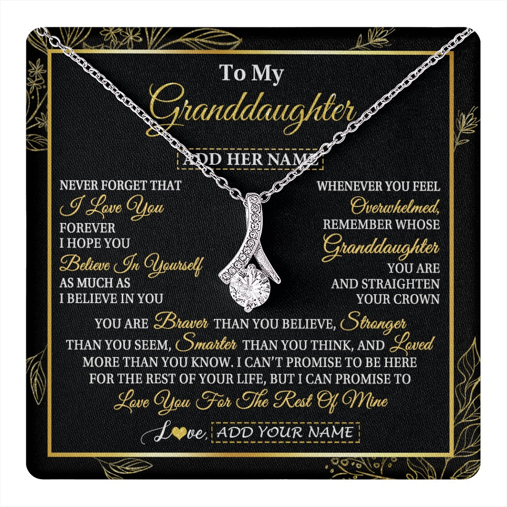 Alluring Beauty Necklace 14K White Gold Finish | 1 | Personalized To My Granddaughter Necklace From Grandma Grandpa I Love You Gift For My Granddaughter Birthday Gifts Christmas Custom Gift Box Message Card | teecentury.myshopify