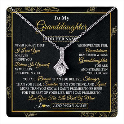 Alluring Beauty Necklace 14K White Gold Finish | 1 | Personalized To My Granddaughter Necklace From Grandma Grandpa I Love You Gift For My Granddaughter Birthday Gifts Christmas Custom Gift Box Message Card | teecentury.myshopify