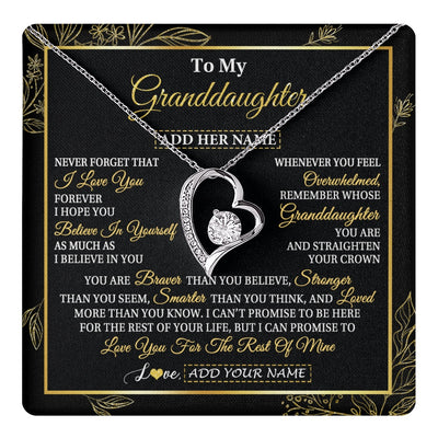 Forever Love Necklace 14K White Gold Finish | 1 | Personalized To My Granddaughter Necklace From Grandma Grandpa I Love You Gift For My Granddaughter Birthday Gifts Christmas Custom Gift Box Message Card | teecentury.myshopify