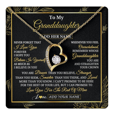 Forever Love Necklace 18K Yellow Gold Finish | 1 | Personalized To My Granddaughter Necklace From Grandma Grandpa I Love You Gift For My Granddaughter Birthday Gifts Christmas Custom Gift Box Message Card | teecentury.myshopify
