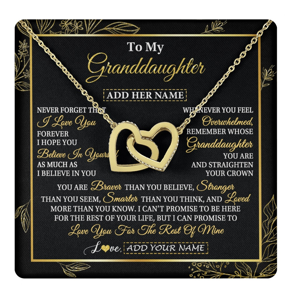 Interlocking Hearts Necklace 18K Yellow Gold Finish | 1 | Personalized To My Granddaughter Necklace From Grandma Grandpa I Love You Gift For My Granddaughter Birthday Gifts Christmas Custom Gift Box Message Card | teecentury.myshopify