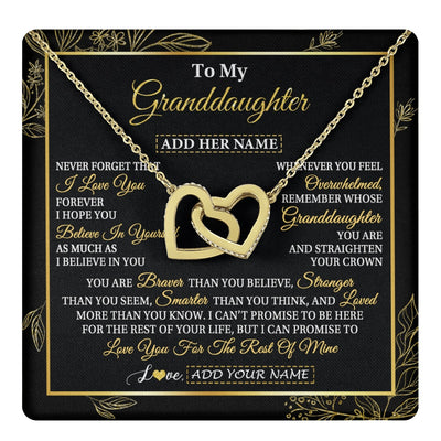 Interlocking Hearts Necklace 18K Yellow Gold Finish | 1 | Personalized To My Granddaughter Necklace From Grandma Grandpa I Love You Gift For My Granddaughter Birthday Gifts Christmas Custom Gift Box Message Card | teecentury.myshopify