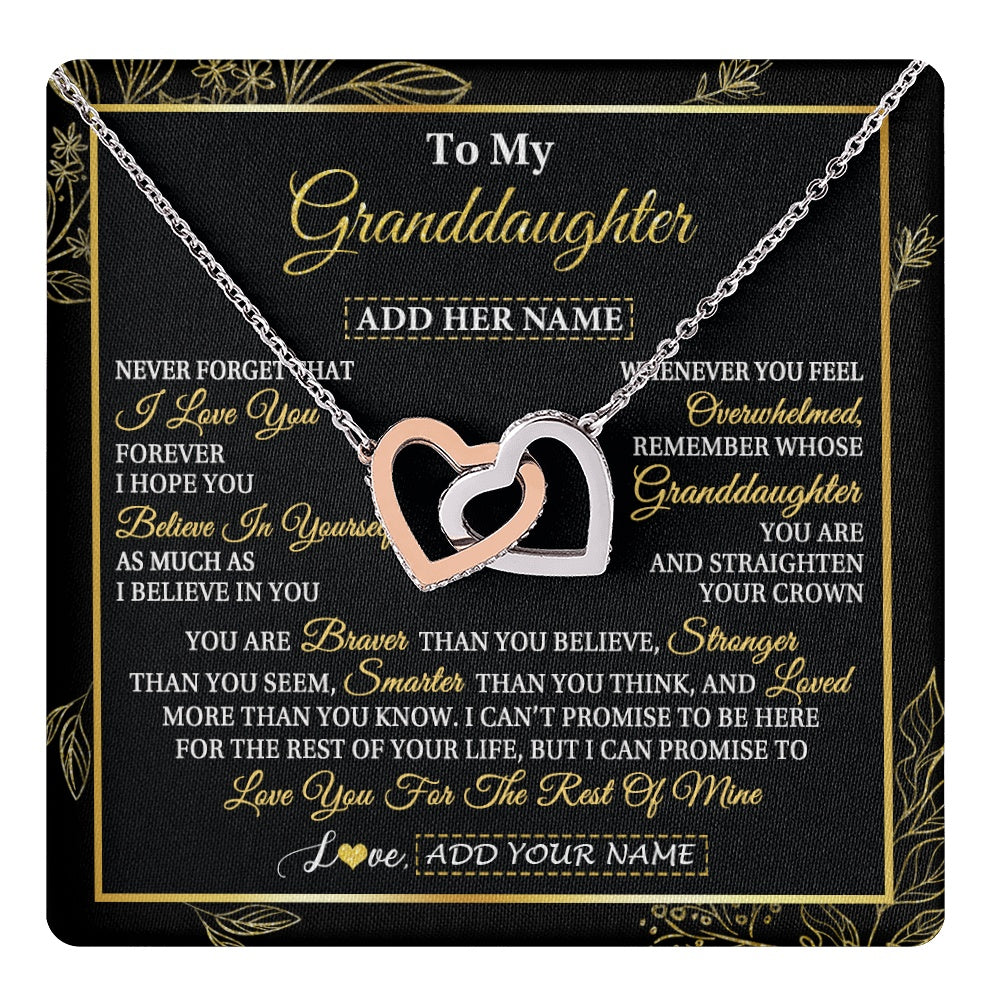 Interlocking Hearts Necklace Stainless Steel & Rose Gold Finish | 1 | Personalized To My Granddaughter Necklace From Grandma Grandpa I Love You Gift For My Granddaughter Birthday Gifts Christmas Custom Gift Box Message Card | teecentury.myshopify