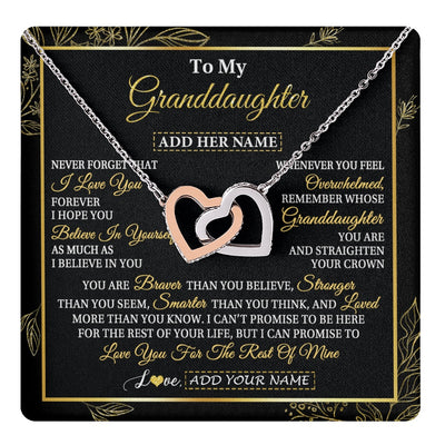 Interlocking Hearts Necklace Stainless Steel & Rose Gold Finish | 1 | Personalized To My Granddaughter Necklace From Grandma Grandpa I Love You Gift For My Granddaughter Birthday Gifts Christmas Custom Gift Box Message Card | teecentury.myshopify