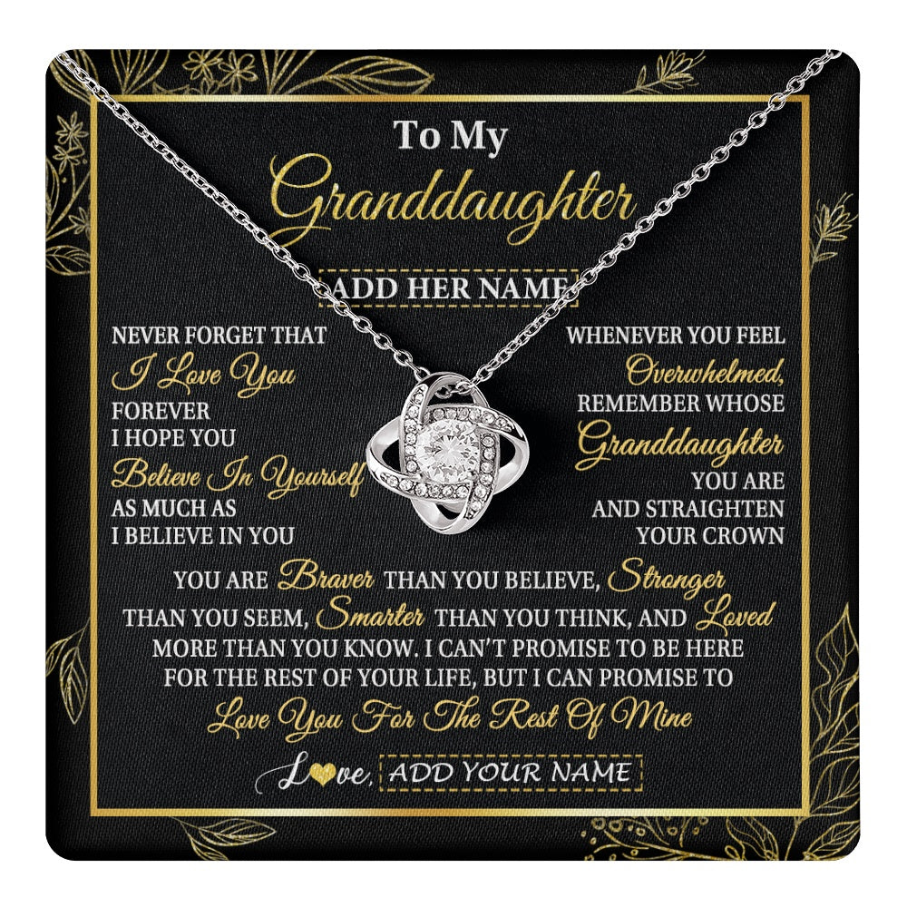 Love Knot Necklace 14K White Gold Finish | 1 | Personalized To My Granddaughter Necklace From Grandma Grandpa I Love You Gift For My Granddaughter Birthday Gifts Christmas Custom Gift Box Message Card | teecentury.myshopify
