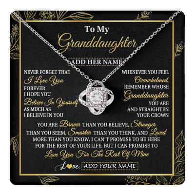Love Knot Necklace 14K White Gold Finish | 1 | Personalized To My Granddaughter Necklace From Grandma Grandpa I Love You Gift For My Granddaughter Birthday Gifts Christmas Custom Gift Box Message Card | teecentury.myshopify