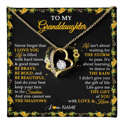 Forever Love Necklace 18K Yellow Gold Finish | 1 | Personalized To My Granddaughter Necklace From Grandma Grandpa I Love You Sunflower Granddaughter Birthday Jewelry Christmas Customized Gift Box Message Card | teecentury