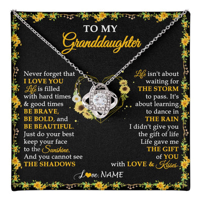 Love Knot Necklace 14K White Gold Finish | 1 | Personalized To My Granddaughter Necklace From Grandma Grandpa I Love You Sunflower Granddaughter Birthday Jewelry Christmas Customized Gift Box Message Card | teecentury
