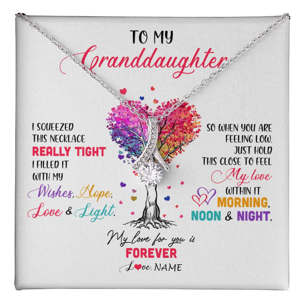 Alluring Beauty Necklace 14K White Gold Finish | 1 | Personalized To My Granddaughter Necklace From Grandma Grandpa I Squeezed This Necklace Granddaughter Birthday Christmas Customized Gift Box Message Card | teecentury