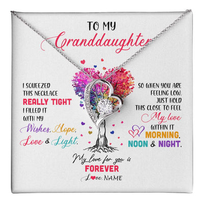 Forever Love Necklace 14K White Gold Finish | 1 | Personalized To My Granddaughter Necklace From Grandma Grandpa I Squeezed This Necklace Granddaughter Birthday Christmas Customized Gift Box Message Card | teecentury