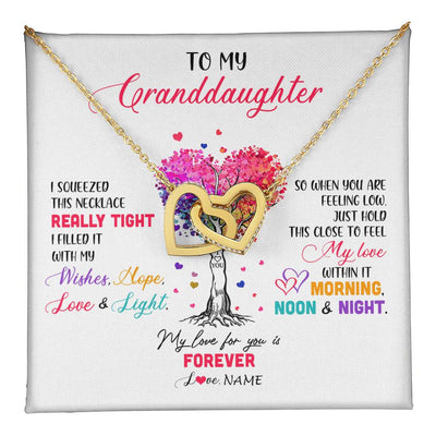 Interlocking Hearts Necklace 18K Yellow Gold Finish | 1 | Personalized To My Granddaughter Necklace From Grandma Grandpa I Squeezed This Necklace Granddaughter Birthday Christmas Customized Gift Box Message Card | teecentury