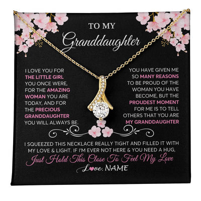 Alluring Beauty Necklace 18K Yellow Gold Finish | 1 | Personalized To My Granddaughter Necklace From Grandma Grandpa Love You Little Girl Granddaughter Birthday Jewelry Christmas Customized Gift Box Message Card | teecentury