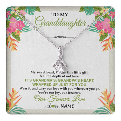 Alluring Beauty Necklace 14K White Gold Finish | 1 | Personalized To My Granddaughter Necklace From Grandma Grandpa My Sweet Heart Birthday Gift For Granddaughter Christmas Customized Gift Box Message Card | teecentury