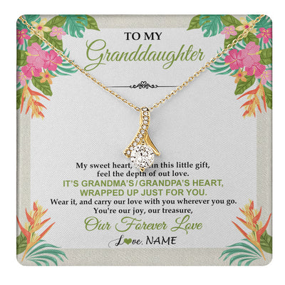 Alluring Beauty Necklace 18K Yellow Gold Finish | 1 | Personalized To My Granddaughter Necklace From Grandma Grandpa My Sweet Heart Birthday Gift For Granddaughter Christmas Customized Gift Box Message Card | teecentury