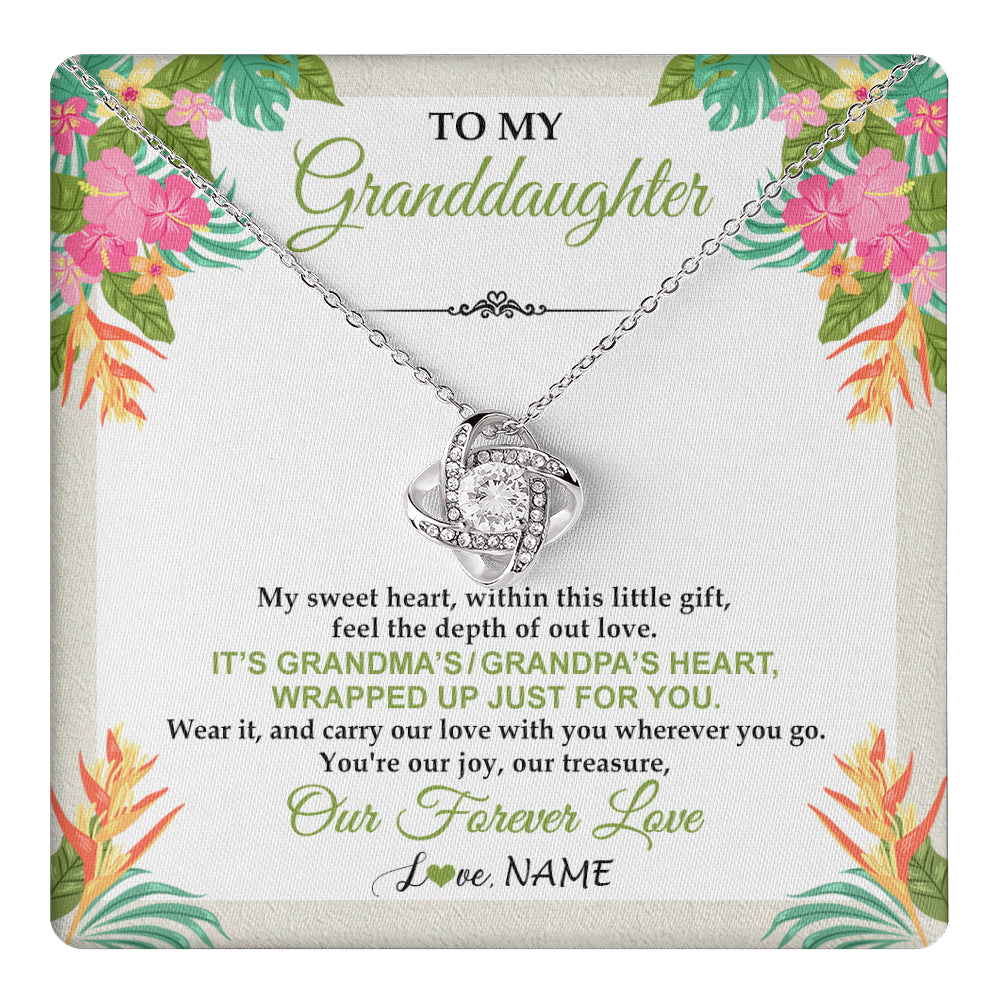 Love Knot Necklace 14K White Gold Finish | 1 | Personalized To My Granddaughter Necklace From Grandma Grandpa My Sweet Heart Birthday Gift For Granddaughter Christmas Customized Gift Box Message Card | teecentury