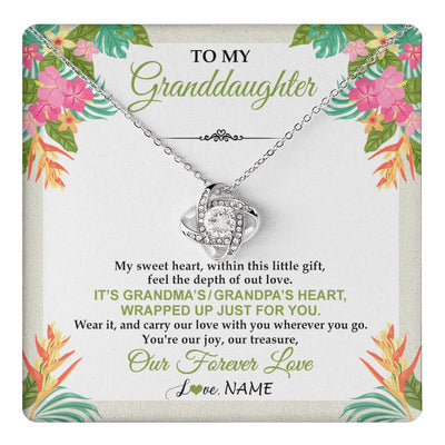 Love Knot Necklace 14K White Gold Finish | 1 | Personalized To My Granddaughter Necklace From Grandma Grandpa My Sweet Heart Birthday Gift For Granddaughter Christmas Customized Gift Box Message Card | teecentury