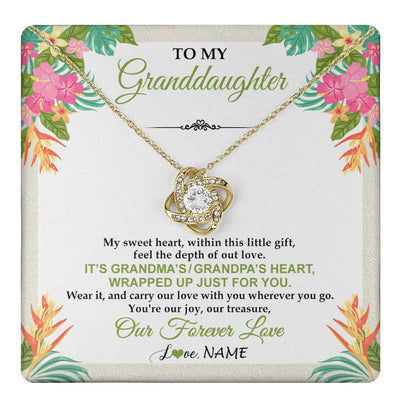 Love Knot Necklace 18K Yellow Gold Finish | 1 | Personalized To My Granddaughter Necklace From Grandma Grandpa My Sweet Heart Birthday Gift For Granddaughter Christmas Customized Gift Box Message Card | teecentury