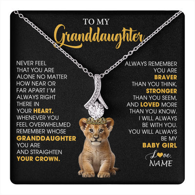 Alluring Beauty Necklace 14K White Gold Finish | 1 | Personalized To My Granddaughter Necklace From Grandma Grandpa Never Feel You Are Alone Lion Birthday Gift Granddaughter Christmas Gift Box Message Card | teecentury