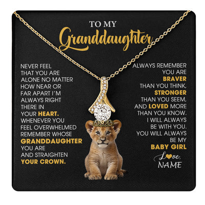 Alluring Beauty Necklace 18K Yellow Gold Finish | 1 | Personalized To My Granddaughter Necklace From Grandma Grandpa Never Feel You Are Alone Lion Birthday Gift Granddaughter Christmas Gift Box Message Card | teecentury
