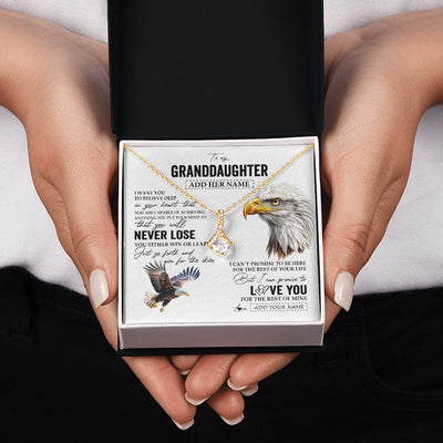 Alluring Beauty Necklace 18K Yellow Gold Finish | 2 | Personalized To My Granddaughter Necklace From Grandma Grandpa You Will Never Lose Eagle Birthday Gifts Graduation Christmas Customized Gift Box Message Card | teecentury