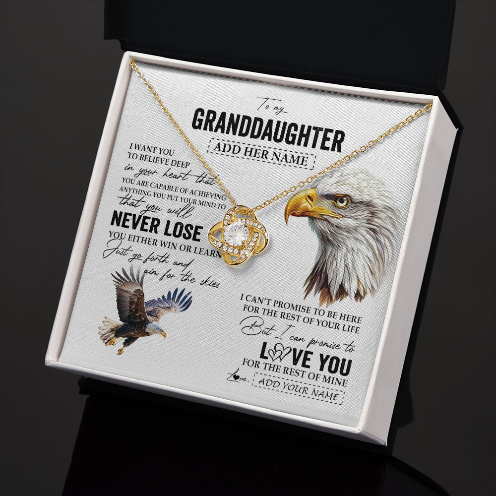 Love Knot Necklace 18K Yellow Gold Finish | 2 | Personalized To My Granddaughter Necklace From Grandma Grandpa You Will Never Lose Eagle Birthday Gifts Graduation Christmas Customized Gift Box Message Card | teecentury