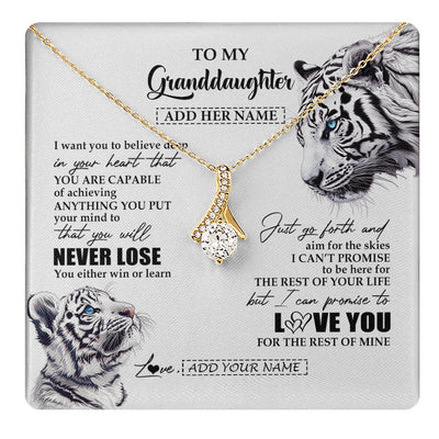Alluring Beauty Necklace 18K Yellow Gold Finish | 1 | Personalized To My Granddaughter Necklace From Grandma Grandpa You Will Never Lose White Tiger Granddaughter Birthday Gifts Christmas Gift Box Message Card | teecentury