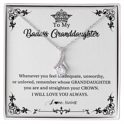 Alluring Beauty Necklace 14K White Gold Finish | Personalized To My Granddaughter Necklace From Grandma I Will Love You Always Granddaughter Jewelry Birthday Christmas Customized Message Card | teecentury