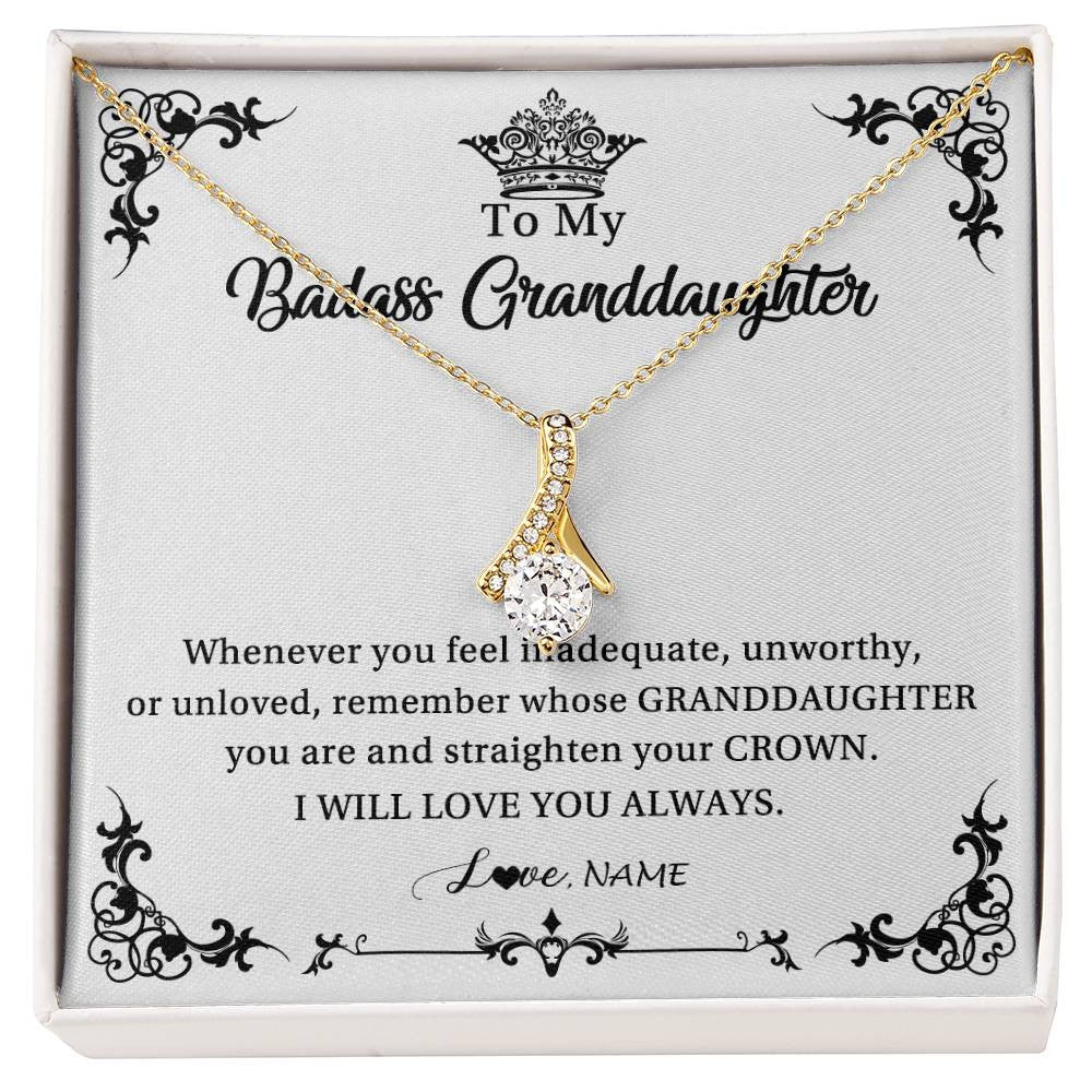 Alluring Beauty Necklace 18K Yellow Gold Finish | Personalized To My Granddaughter Necklace From Grandma I Will Love You Always Granddaughter Jewelry Birthday Christmas Customized Message Card | teecentury