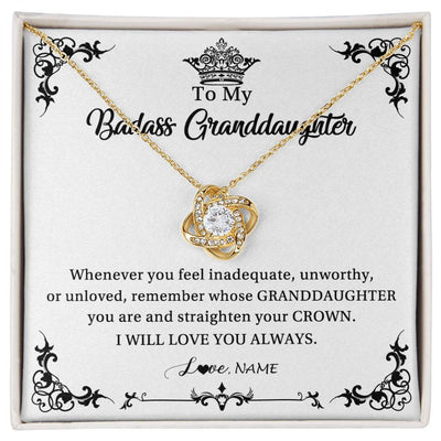 Love Knot Necklace 18K Yellow Gold Finish | Personalized To My Granddaughter Necklace From Grandma I Will Love You Always Granddaughter Jewelry Birthday Christmas Customized Message Card | teecentury